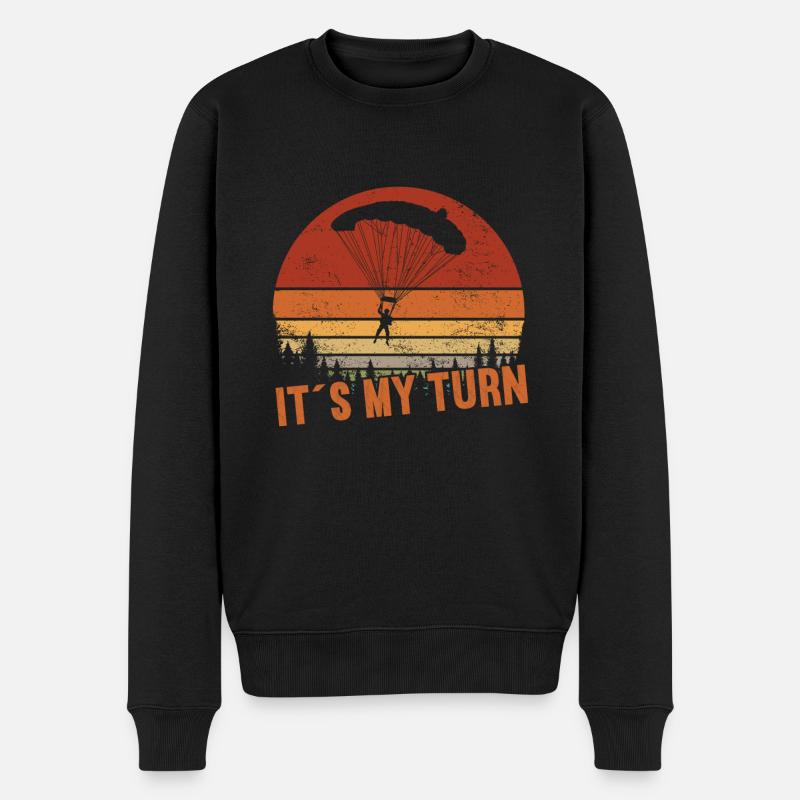 It´s my Turn / Fallschirmspringen - Männer Premium Bio Pullover - Schwarz