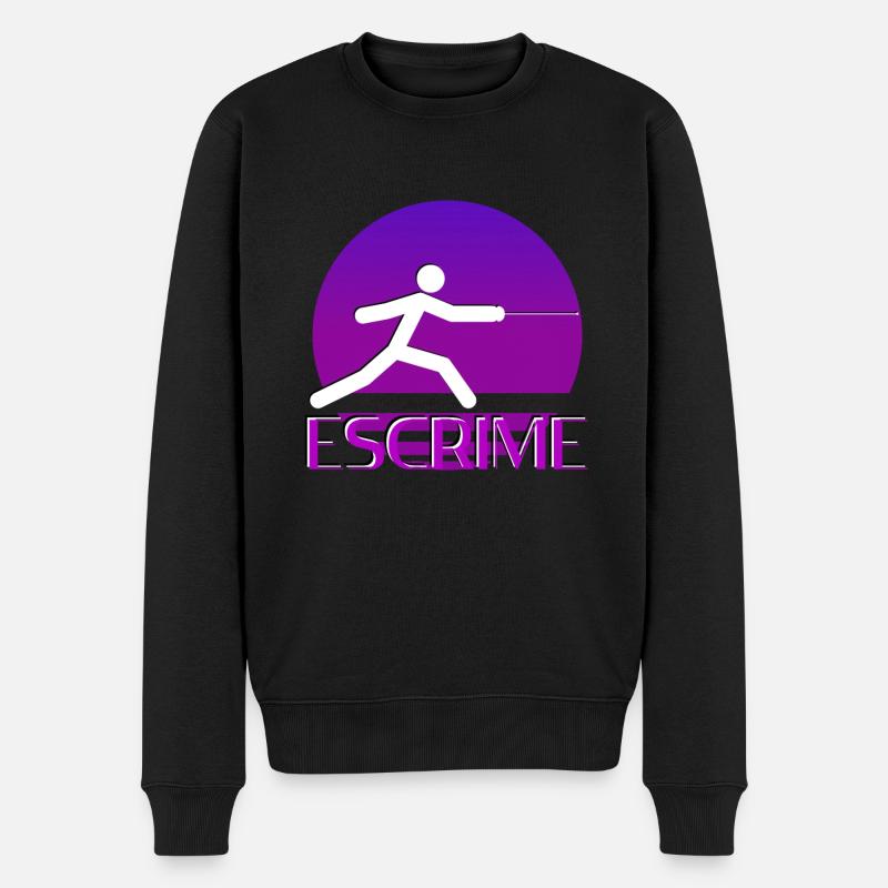 Fencing Pixel Art - Männer Premium Bio Pullover - Schwarz