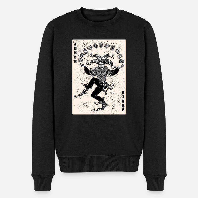 JOKER Karte Spielkarten Joker Kostüm Karte Karneva - Männer Premium Bio Pullover - Schwarz