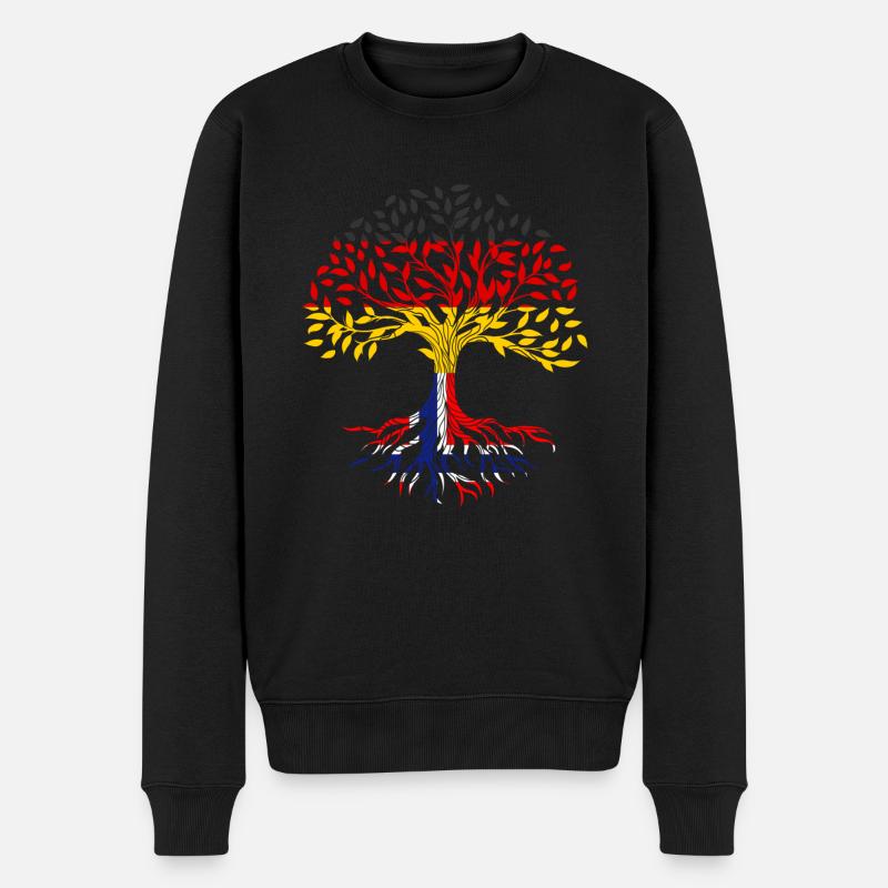 Wurzeln Baum Deutschland Norwegen - Männer Premium Bio Pullover - Schwarz