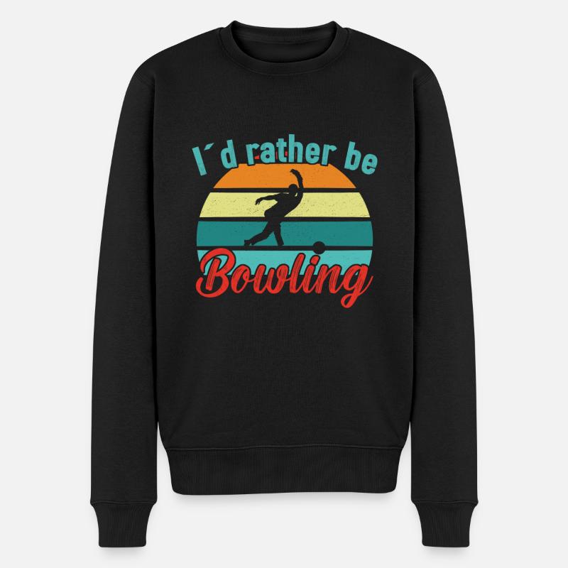 I´d rather be Bowling / Bowling - Männer Premium Bio Pullover - Schwarz