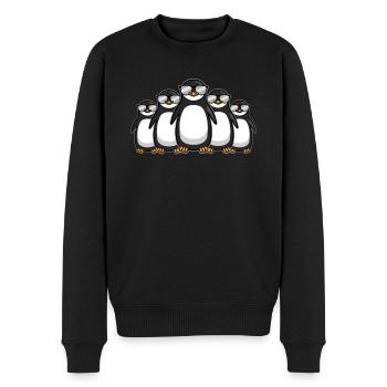 Drôle de pingouin gang avec lunettes de soleil cadeau - Pull Premium bio Homme - noir - Devant - Nico (187cm)