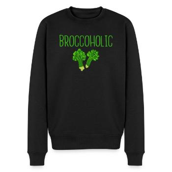 Broccoholic Healthy Vegetables Meatless Vegan - Men's Premium Organic Jumper - black - Front - Nico (187cm)