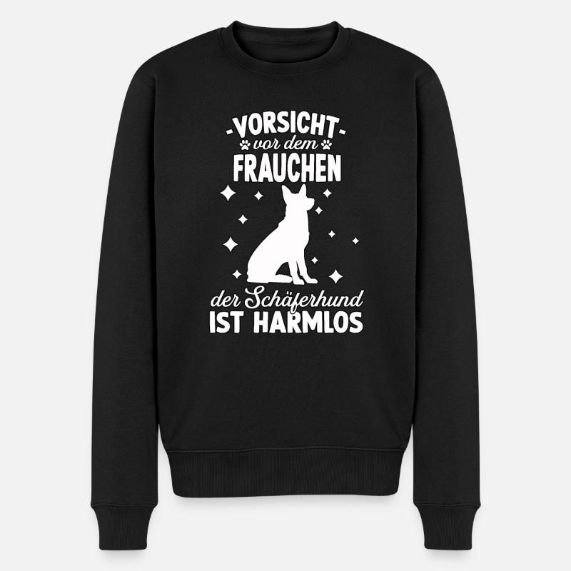 Lustiges Schäferhund Frauchen Motiv Hundeschule - Männer Premium Bio Pullover - Schwarz