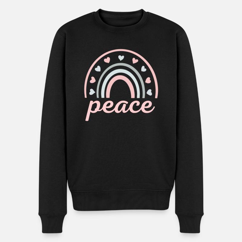 peace and love rainbow - Pull Premium bio Homme - noir