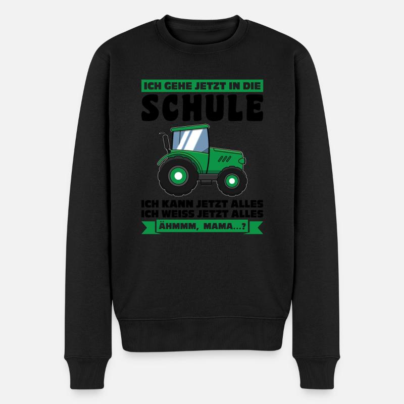 Schulkind Traktor Schulanfänger Geschenk - Männer Premium Bio Pullover - Schwarz