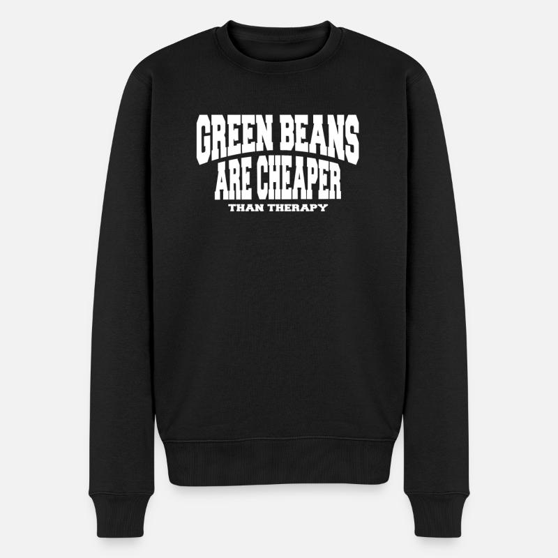 nutrition, green bean lover, dish - Männer Premium Bio Pullover - Schwarz