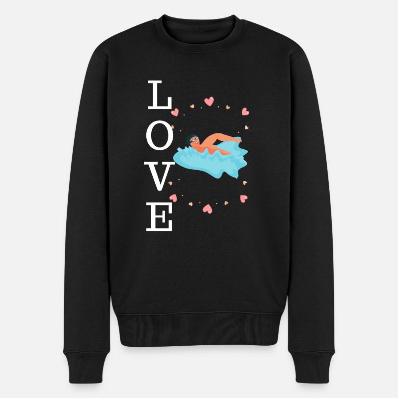 Comedy Schwimmen - Männer Premium Bio Pullover - Schwarz