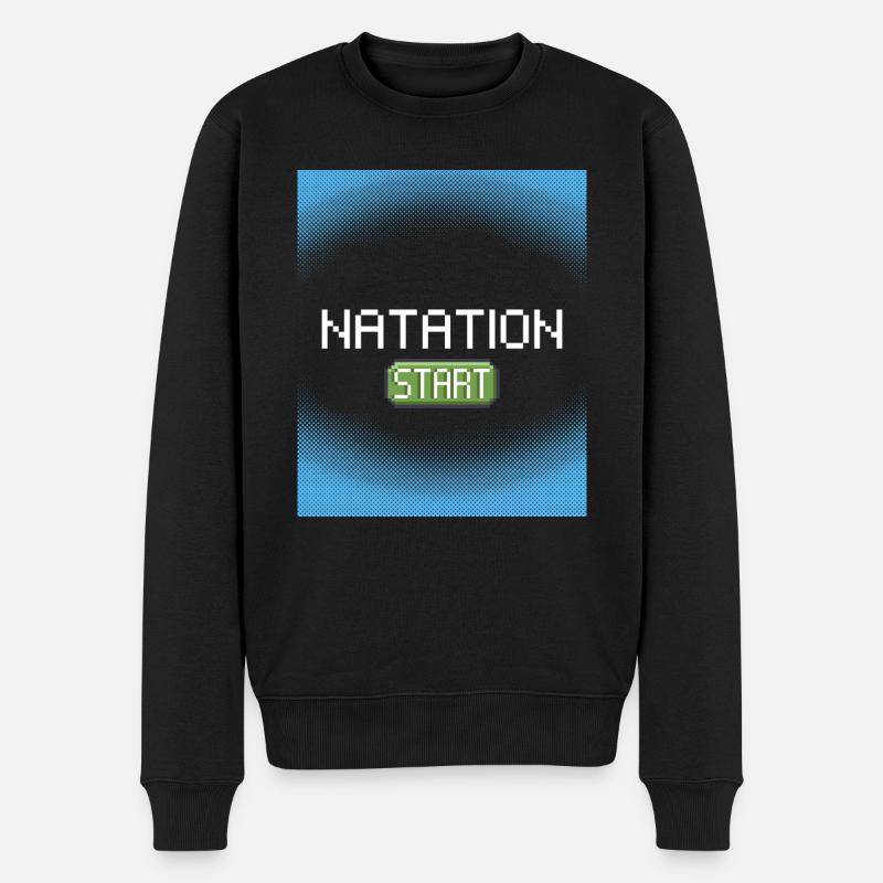 Startpixel für Schwimmen - Männer Premium Bio Pullover - Schwarz