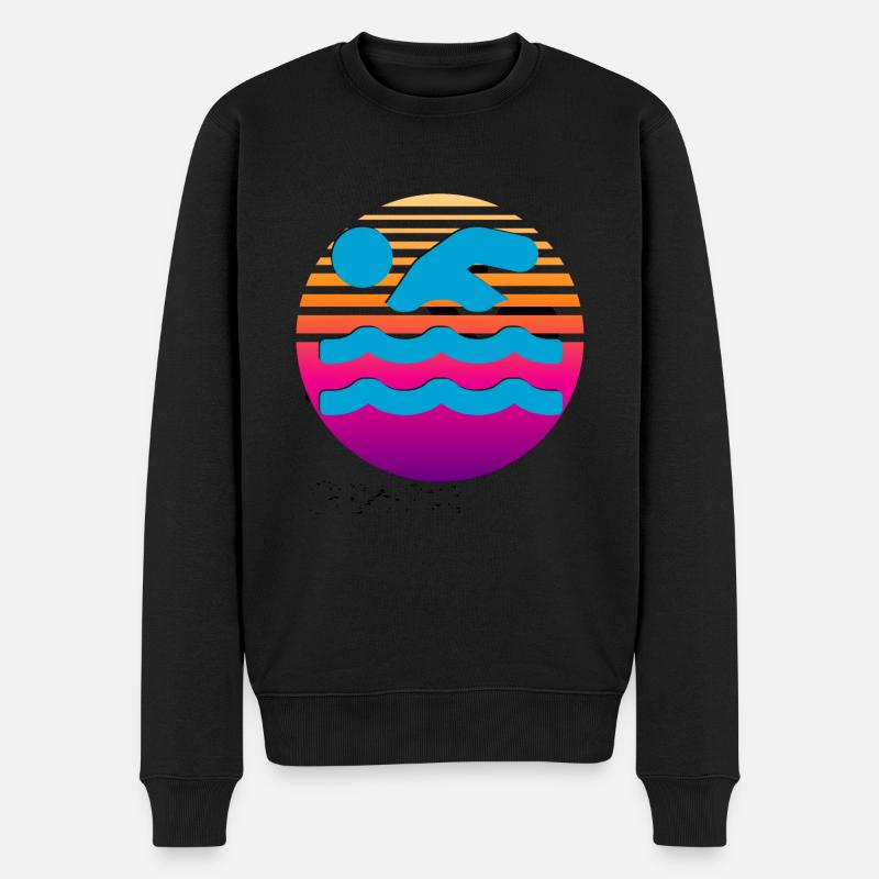 Vintage Schwimmen - Männer Premium Bio Pullover - Schwarz