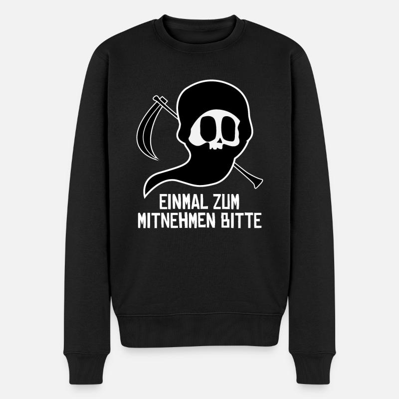 Sensenmann Witz Grim Reaper - Männer Premium Bio Pullover - Schwarz