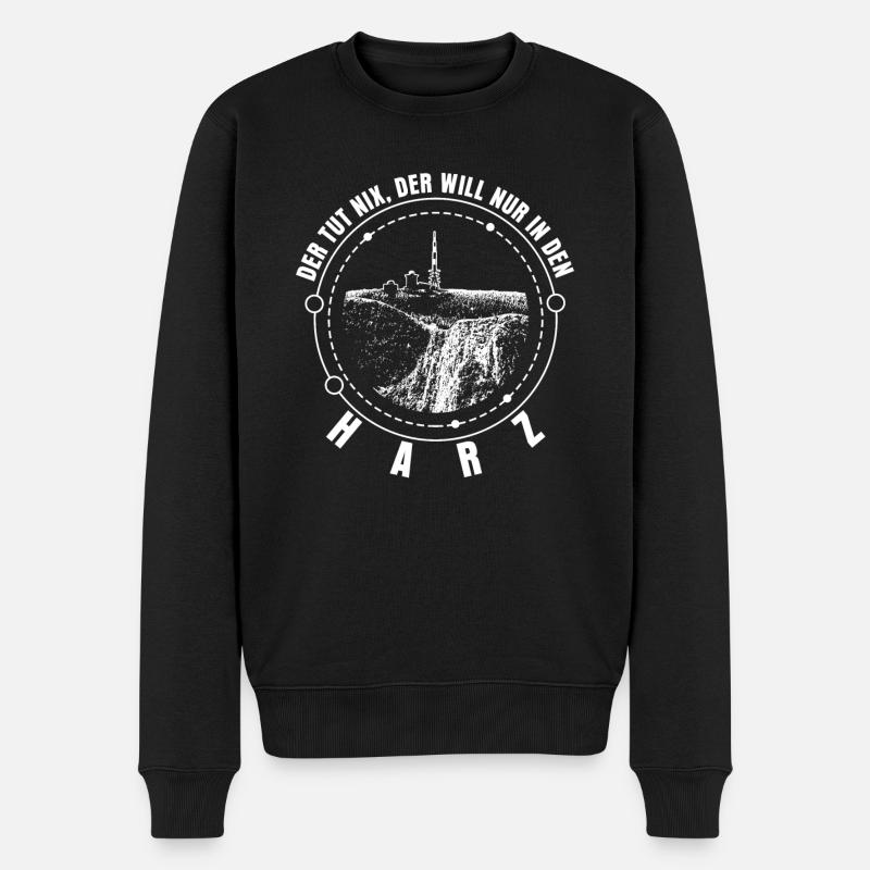 Harz Wandern Harzer Brocken - Männer Premium Bio Pullover - Schwarz