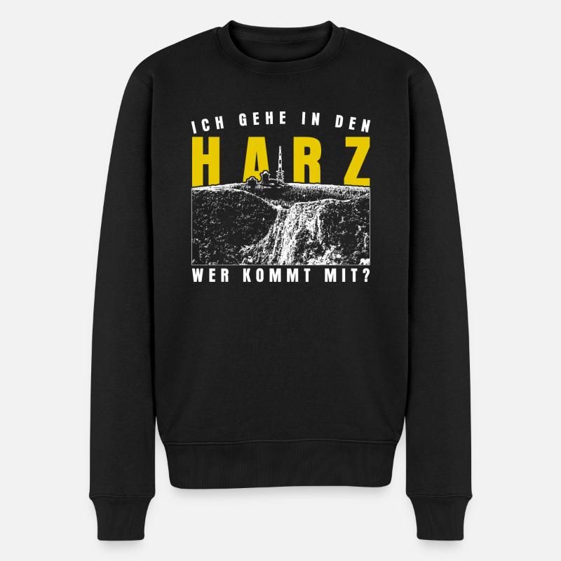 Harz Wandern Urlaub Harzer Brocken - Männer Premium Bio Pullover - Schwarz