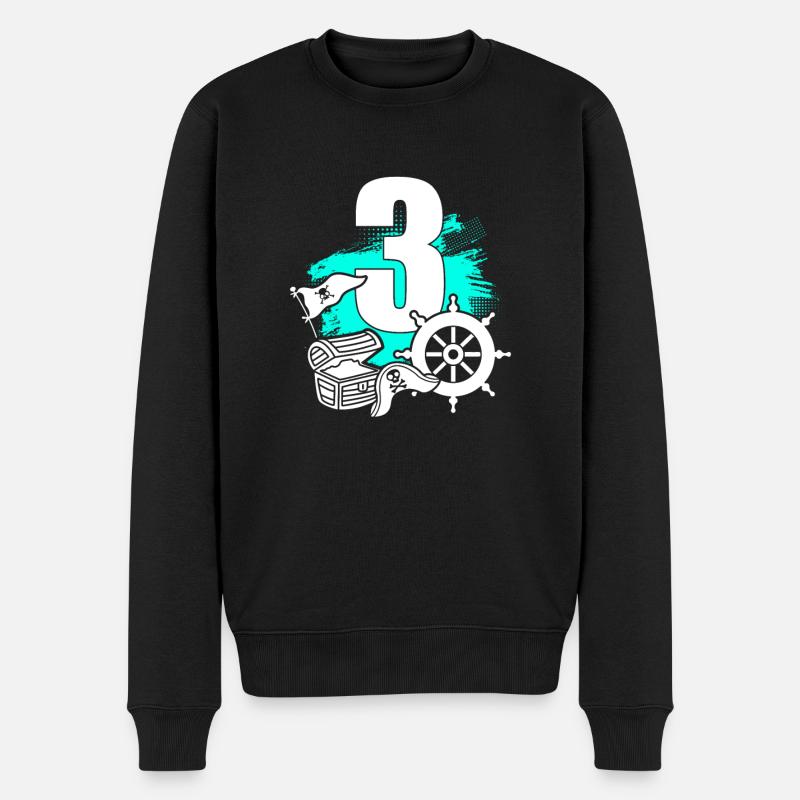 Pirat 3 Jahre alt - Männer Premium Bio Pullover - Schwarz