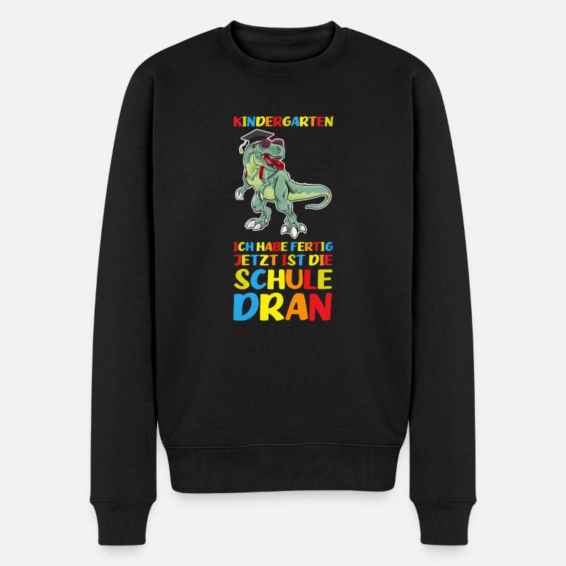 Schulkind Dinosaurier Einschulung Geschenk - Männer Premium Bio Pullover - Schwarz