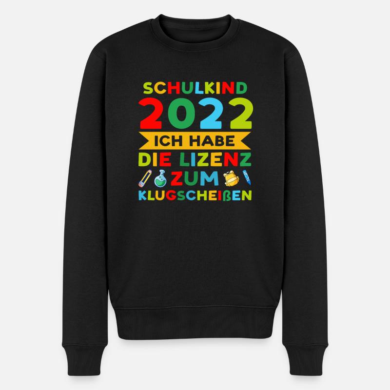 Schulkind 2022 Schulanfang Schulanfänger Geschenk - Männer Premium Bio Pullover - Schwarz