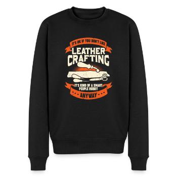 Lederbearbeitung Hobby Lederhandwerk Geschenk - Männer Premium Bio Pullover - Schwarz - Vorne - Nico (187cm)