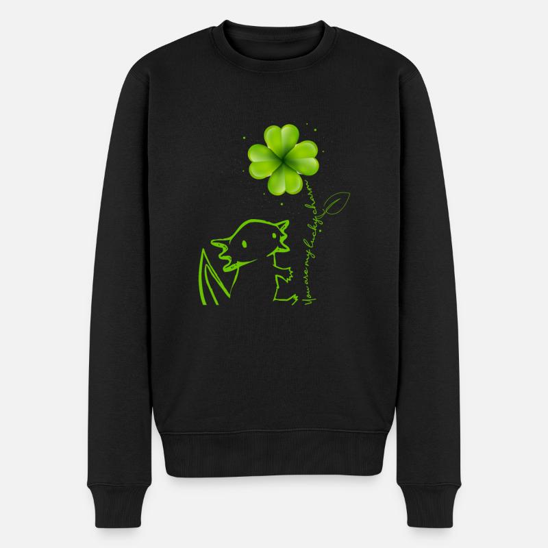 Du bist mein Glücksbringer Axolotl Kleeblatt - Männer Premium Bio Pullover - Schwarz