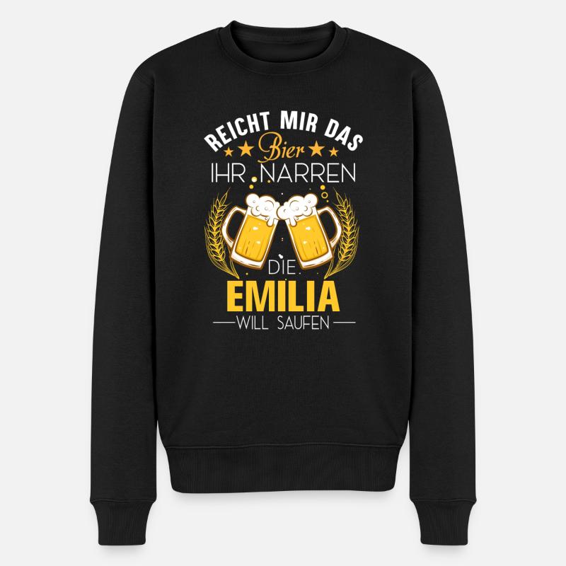 Emilia Bier Spruch - Männer Premium Bio Pullover - Schwarz