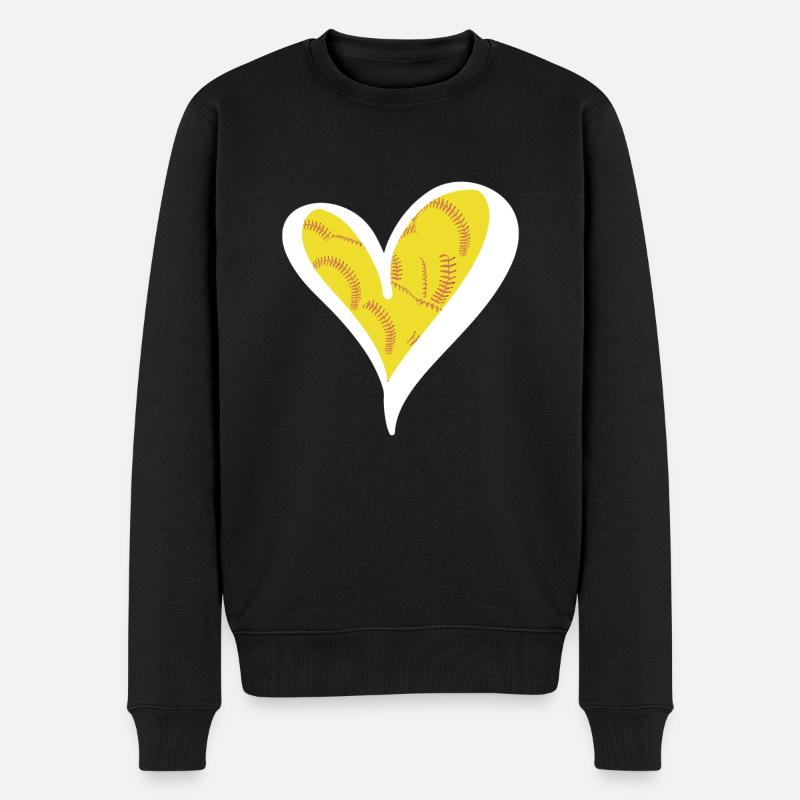 Herz Softball Shirt Geschenk - Männer Premium Bio Pullover - Schwarz
