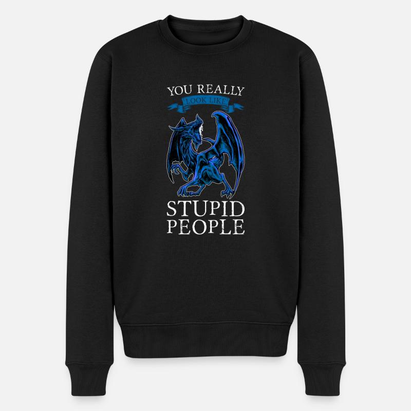 Drachen Drachen Fabelwesen Geschenk - Männer Premium Bio Pullover - Schwarz