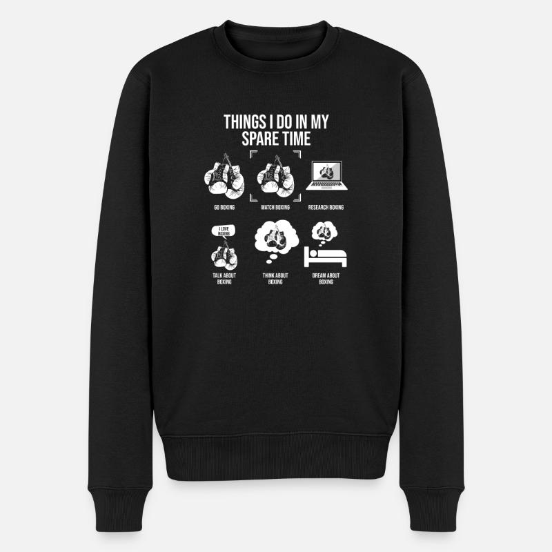 Ce que je fais dans mes temps libres, la boxe - Pull Premium bio Homme - noir