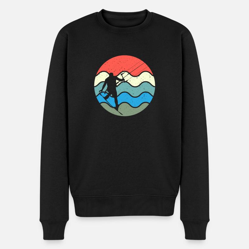 Retro Eighties Beach Surf 80er Jahre Vibe Wasser - Männer Premium Bio Pullover - Schwarz