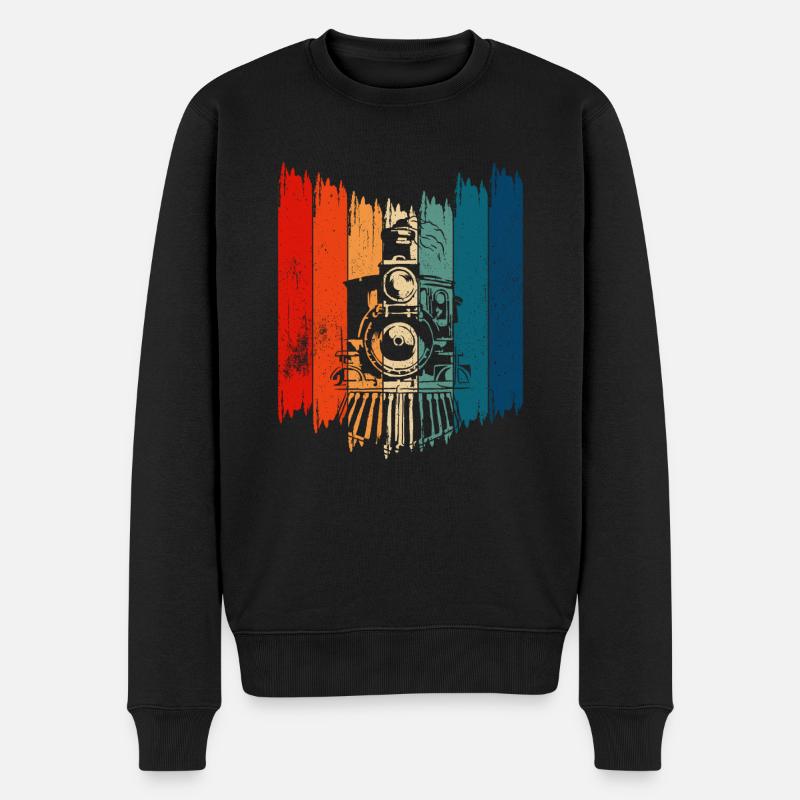 Vintage Steam Train Retro Model Railroad - Männer Premium Bio Pullover - Schwarz
