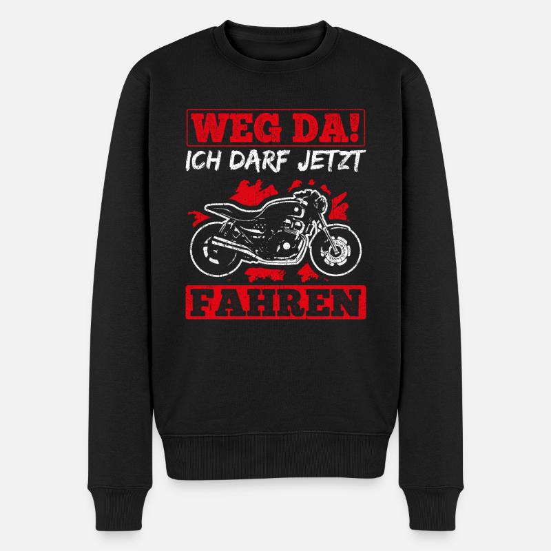 Motorrad Führerschein | Weg Da Ich Darf Jetzt Fahr - Männer Premium Bio Pullover - Schwarz