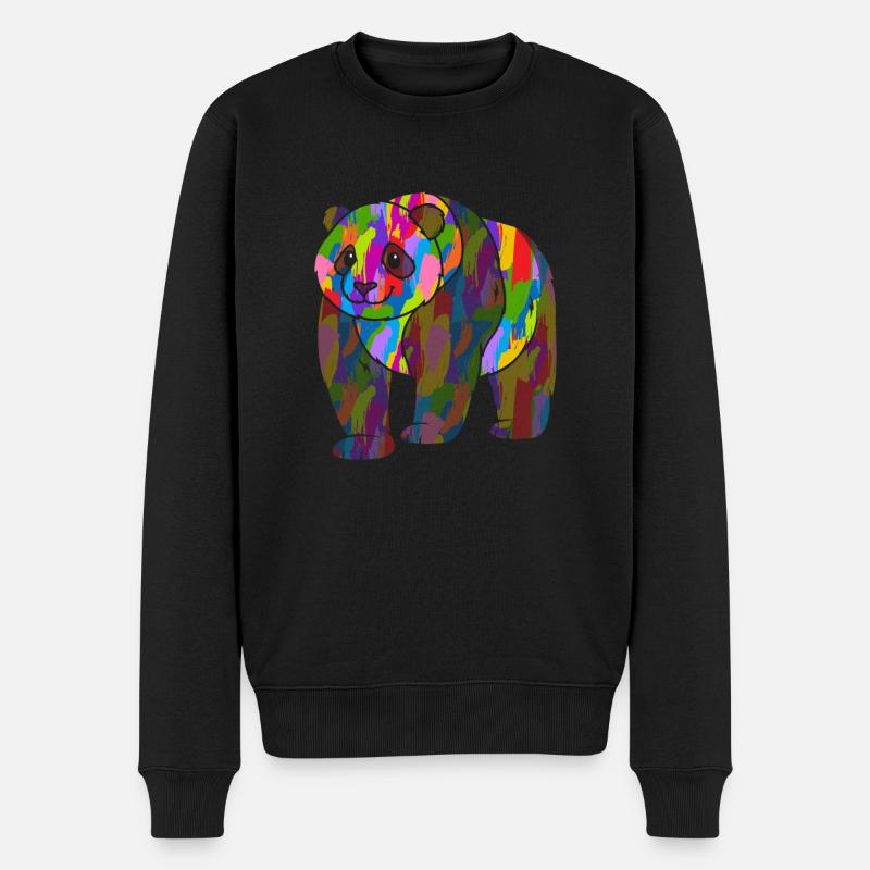 Panda Bunt - Männer Premium Bio Pullover - Schwarz