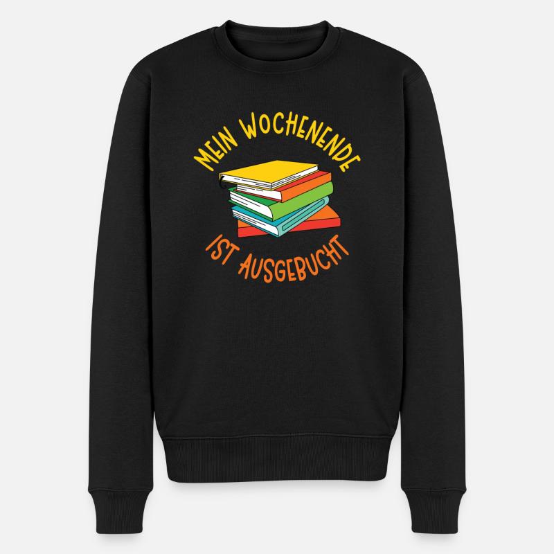 Bücherwurm Leseratte Buch Lesen - Männer Premium Bio Pullover - Schwarz