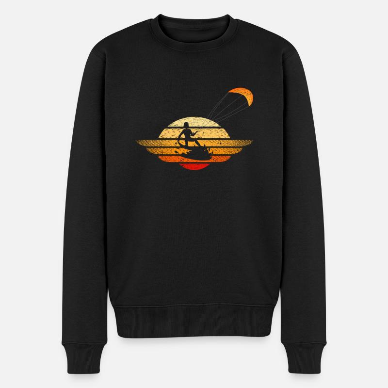 Kiteboard Rétro Kiteboard Kitesurf Drôle - Pull Premium bio Homme - noir