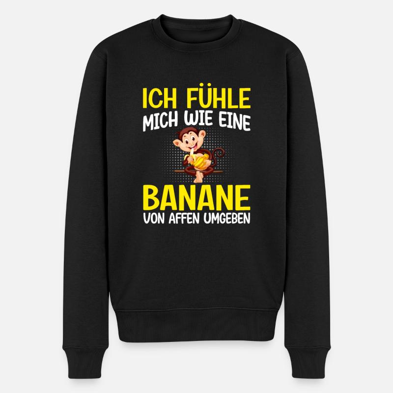 Geschenk Affe Banane Sarkasmus - Männer Premium Bio Pullover - Schwarz