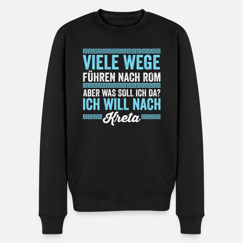 Ich will nach Kreta - Männer Premium Bio Pullover - Schwarz