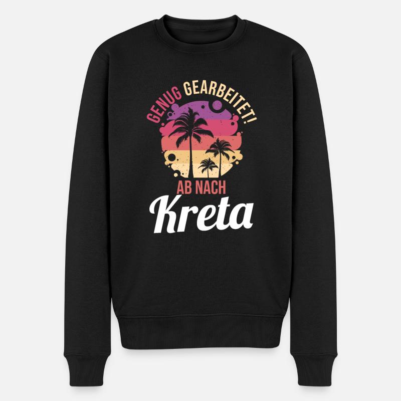 Genug gearbeitet ab nach Kreta - Männer Premium Bio Pullover - Schwarz