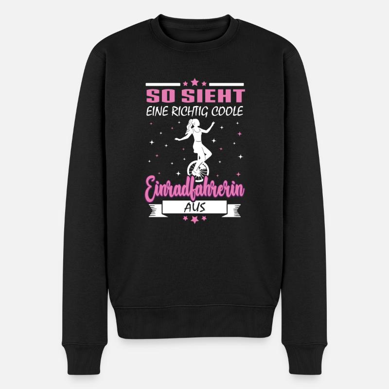 So sieht eine richtig coole Einradfahrerin Einrad - Männer Premium Bio Pullover - Schwarz