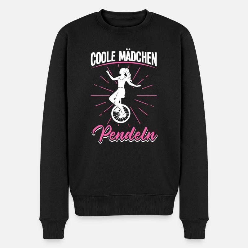 Einrad coole Mädchen pendeln Einradfahren - Männer Premium Bio Pullover - Schwarz