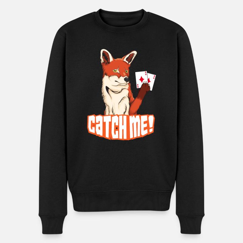 Catch Me Fuchs gefangen Doppelkopf - Männer Premium Bio Pullover - Schwarz