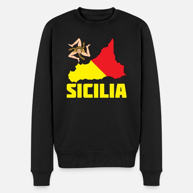 Sicile Drapeau Armoiries Sicile - Pull Premium bio Homme - noir