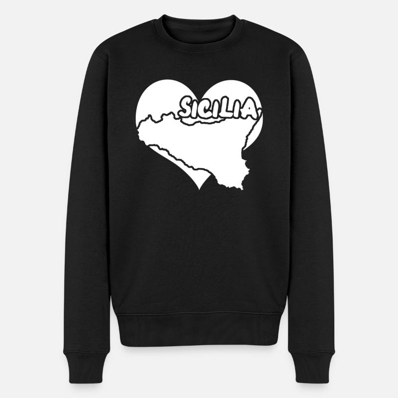 Sicile Italie Cœur Sicile - Pull Premium bio Homme - noir
