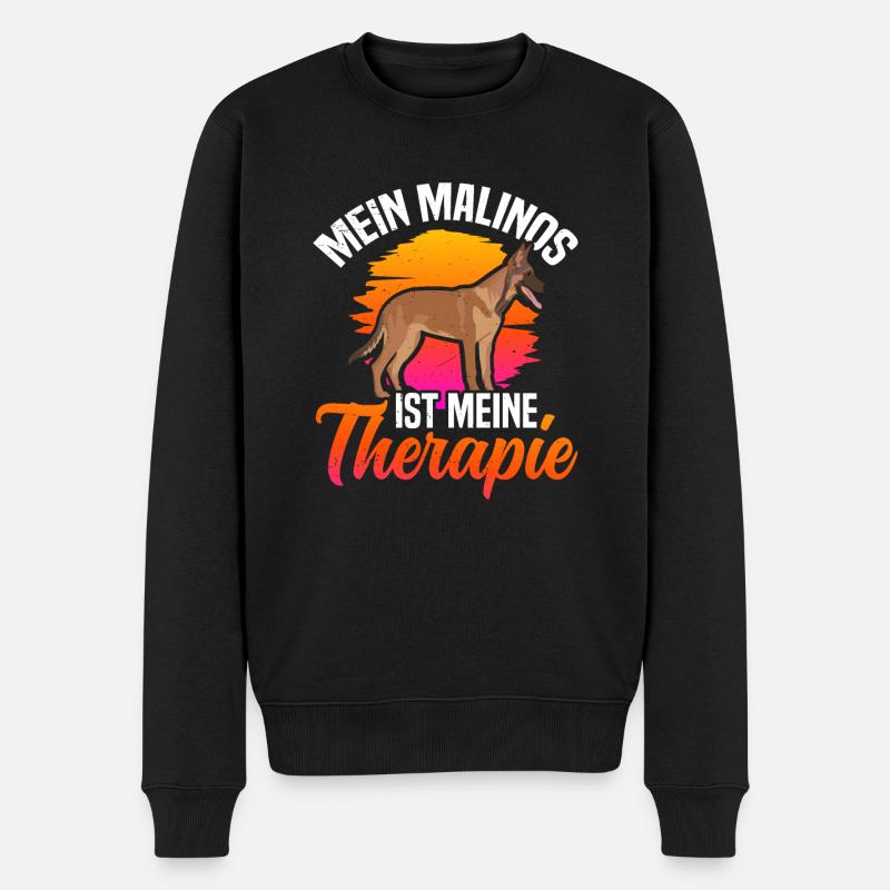 Belgischer Malinois ist meine Therapie - Männer Premium Bio Pullover - Schwarz
