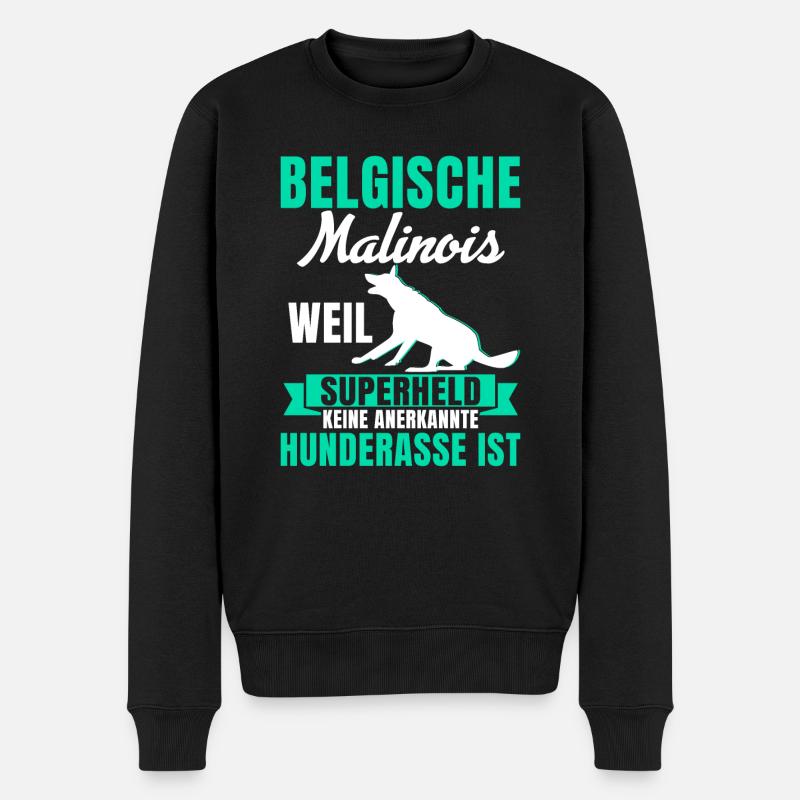 Belgischer Malinois Supherheld Hunderasse - Männer Premium Bio Pullover - Schwarz