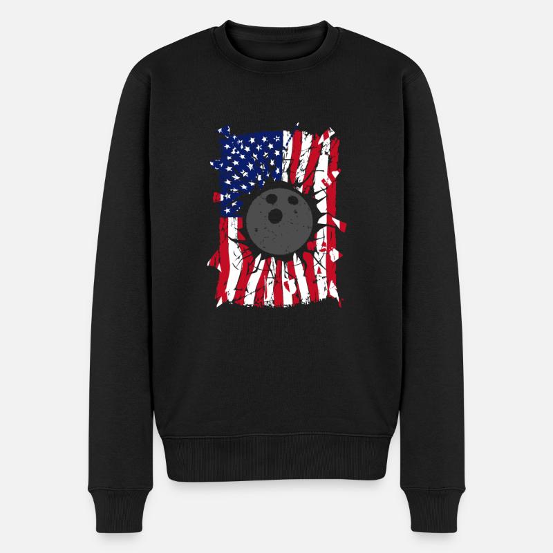 Bowling Torn Drapeau américain - Pull Premium bio Homme - noir