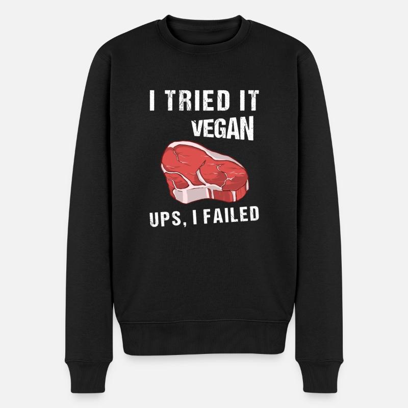 I Tried It Vegan Ups I Failed Vegan Vegetarian - Männer Premium Bio Pullover - Schwarz