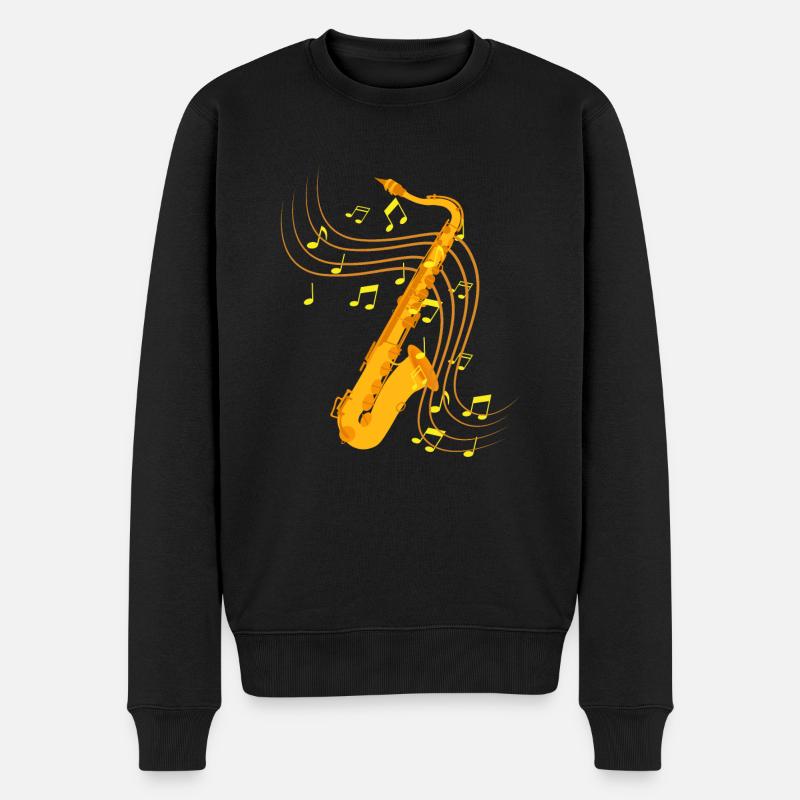 Saxophone Jazz - Pull Premium bio Homme - noir