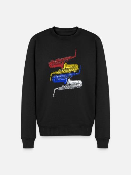 Saxophon Jazz - Männer Premium Bio Pullover - Schwarz