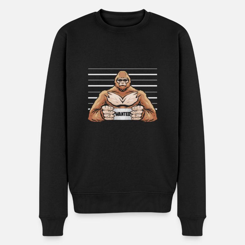 Cryptozoology Bigfoot Sasquatch Mugshot - Männer Premium Bio Pullover - Schwarz