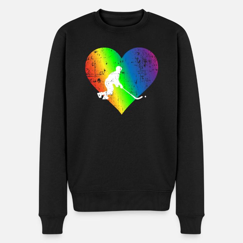 Palakowaty Pride Rainbow Heart - Männer Premium Bio Pullover - Schwarz