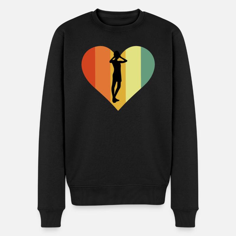 Retro Sauna Heart Design - Männer Premium Bio Pullover - Schwarz