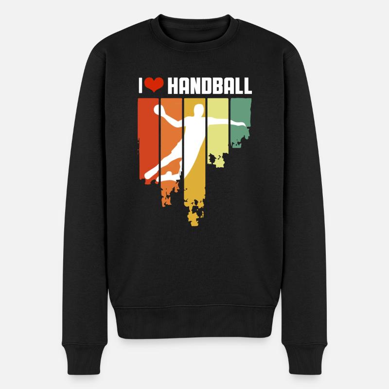 I Love Handball Vintage Edition - Männer Premium Bio Pullover - Schwarz